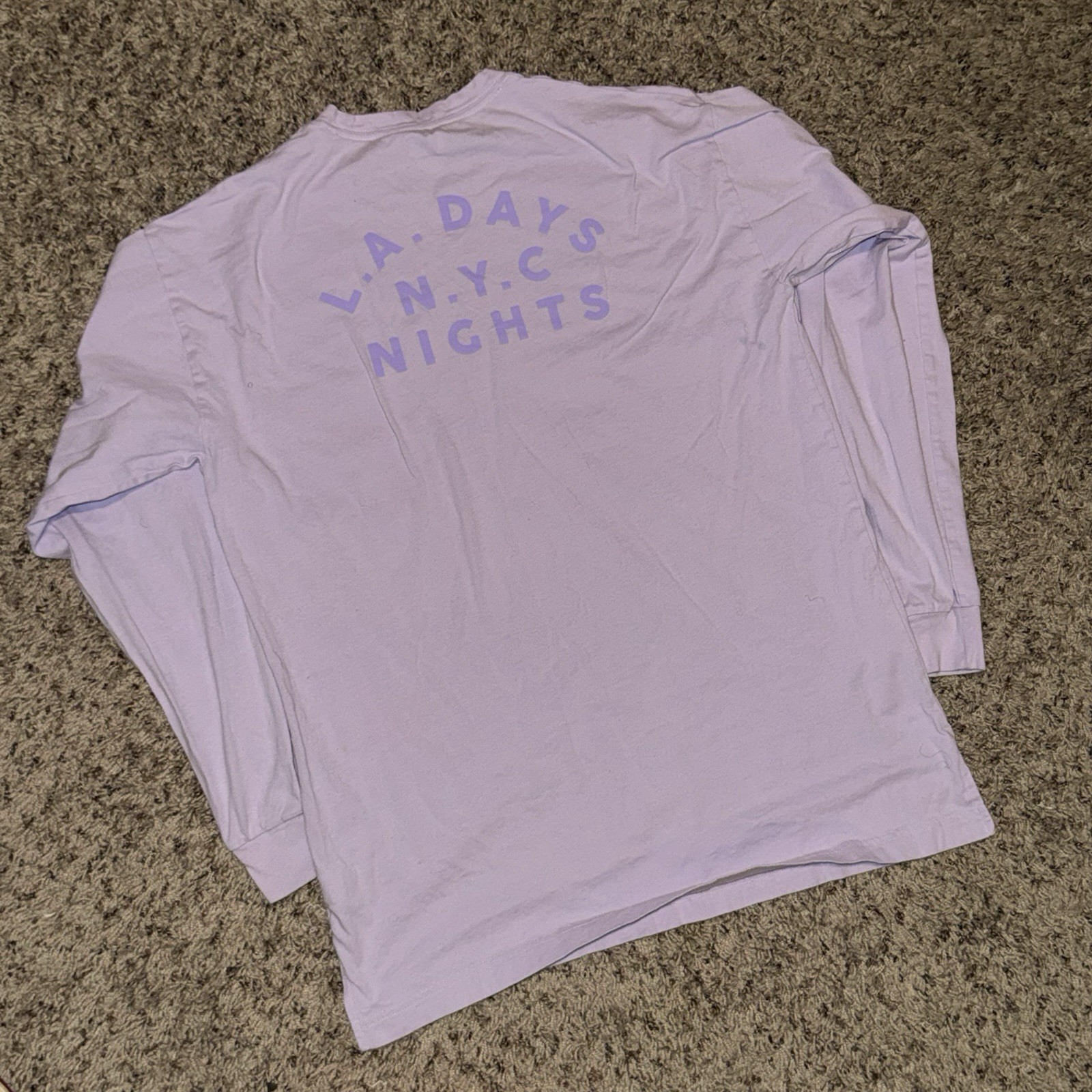 Pink Victoria’s Secret Lavender Long Sleeve Pocket T-Shirt L.A. N.Y.C. Women’s S